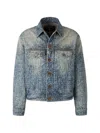 Balmain Monogram-print Buttoned Jacket In Blue