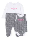 Balmain Monogram-print Cotton Pyjamas And Body Set In Black