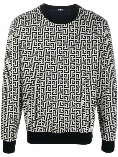 Balmain Monogram Sweatshirt In Negro