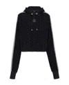 Balmain Monogram-print Cropped Hoodie In Black