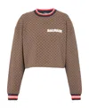 Balmain Monogram-print Cropped Sweatshirt In Brown