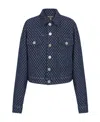 Balmain Monogram Check Jacquard Denim Jacket In Blue