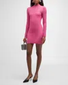 Balmain Monogram Print Glitter Knit Mini Dress In Pink Multi