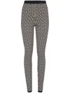 Balmain Monogram-print High-waisted Leggings In Black
