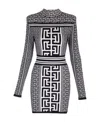 Balmain Structured Knit Dress With Marked Waist In Black
