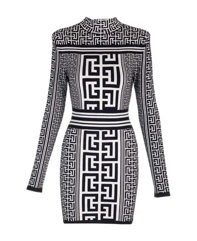 BALMAIN BALMAIN MONOGRAM KNITTED MINI DRESS