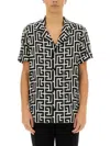 Balmain Lapel Shirt Geometric Pattern In Black