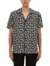 Balmain Lapel Shirt Geometric Pattern In Black