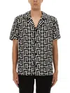 Balmain Lapel Shirt Geometric Pattern In Gray