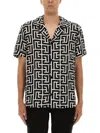 Balmain Lapel Shirt Geometric Pattern In Black