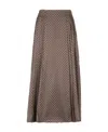 Balmain Monogram-print Pleated Midi Skirt In Brown