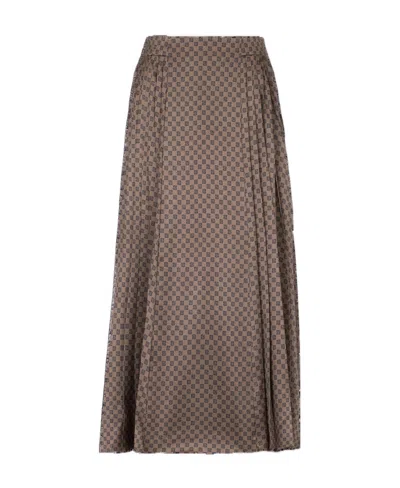 BALMAIN MINI MONOGRAM PLEATED MIDI SKIRT