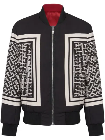Balmain Monogram-print Reversible Bomber Jacket In Multi