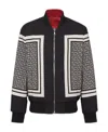 Balmain Monogram-print Reversible Bomber Jacket In Black