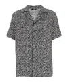 Balmain Black And White Bowling Shirt With All-over Monogram In Cupro Man In Gray