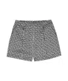 Balmain Monogram-print Satin Shorts In Black