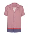 Balmain Monogram-print Short-sleeve Shirt In Pink