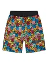Balmain Monogram Cotton Jersey Shorts In Black