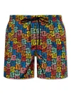Balmain Monogram-print Swim Shorts In 黑色