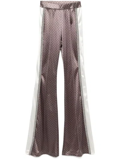 Pre-owned Balmain Monogram-print Trousers In Grey