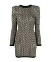Balmain Monogram Wool-blend Knit Minidress In Black