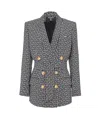 Balmain Monogram Printed Jacket With Shawl Collar In Black