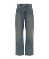 Balmain Monogram Denim Trousers All Over Pattern In Blue