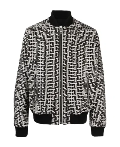 BALMAIN MONOGRAM REVERSIBLE BOMBER JACKET