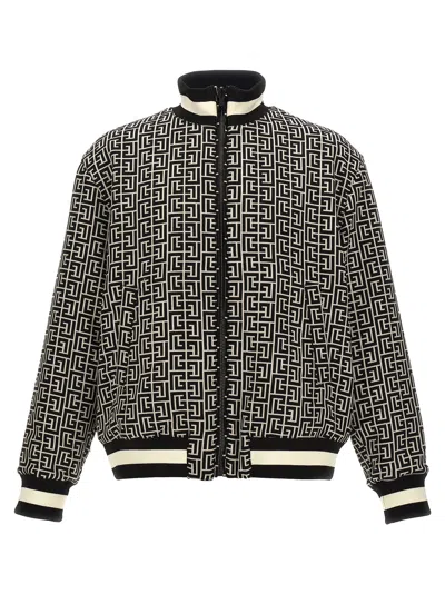 Balmain Reversible Monogrammed Bomber Jacket In Black