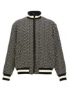 Balmain Black Monogram Reversible Bomber Jacket In Blue