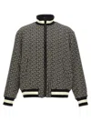 Balmain Black Monogram Reversible Bomber Jacket In Blue