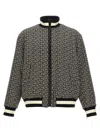 Balmain Black Monogram Reversible Bomber Jacket In Blue
