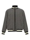 Balmain Black Monogram Reversible Bomber Jacket In Blue
