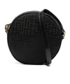 Balmain Monogram Round-shape Shoulder Bag In Black