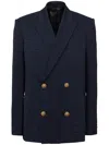 Balmain Double-breasted Virgin-wool Blazer In Blue