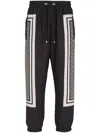 Balmain Monogram-scarf Drawstring Track Pants In Black