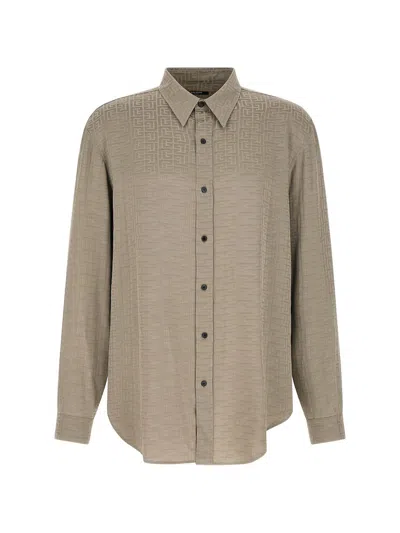 Balmain Jacquard Monogram Shirt Shirt And Blouse Gray In Brown