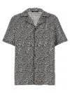 Balmain Black And White Bowling Shirt With All-over Monogram In Nero