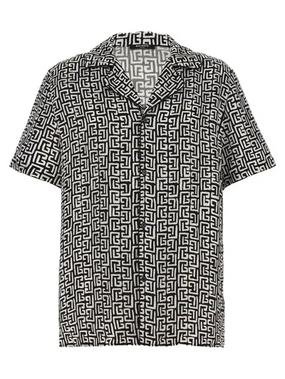 Balmain 'monogram' Shirt In Gray