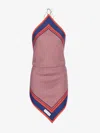 Balmain Halter Monogram Scarf Printed Silk Top In Vermell