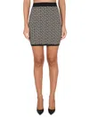Balmain Monogram Wool Pencil Skirt With Zip