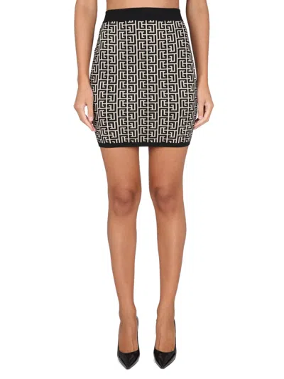 BALMAIN BALMAIN MONOGRAM SKIRT