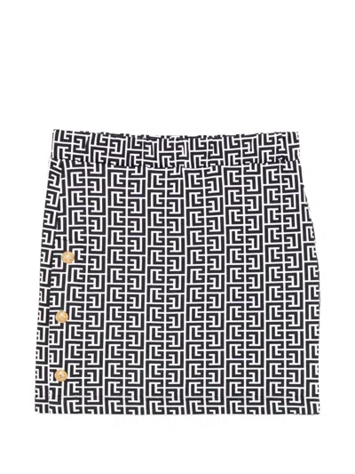 Balmain Kids' Monogram Skirt In Black