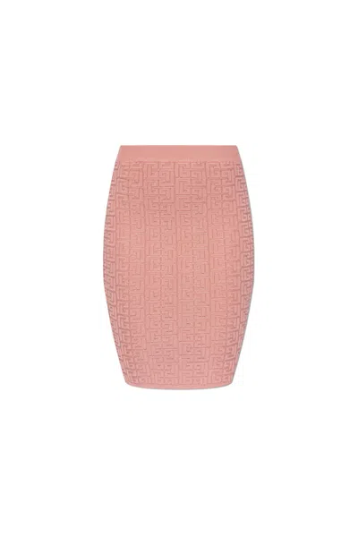 Balmain Monogram Skirt In Pink