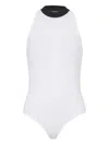 Balmain Monogram Sleeveless Bodysuit In White