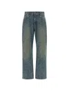 Balmain Monogram Denim Trousers All Over Pattern In Blue