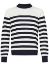 Balmain Monogram Stripes Crewneck Sweater In White