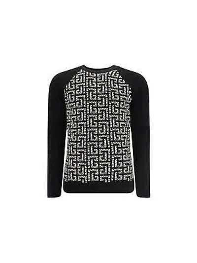 Pre-owned Balmain Monogram Sweater In Noir/naturel