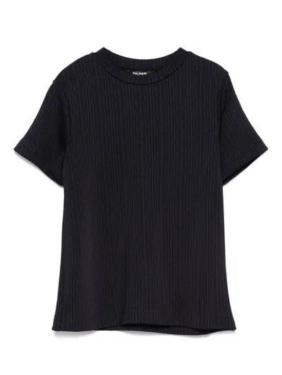 Balmain Kids' Monogram T-shirt In Blue