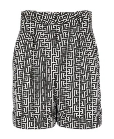 Balmain Monogram Tailored Shorts In Black